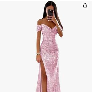 Chic Off-Shoulder Pink Prom Dress